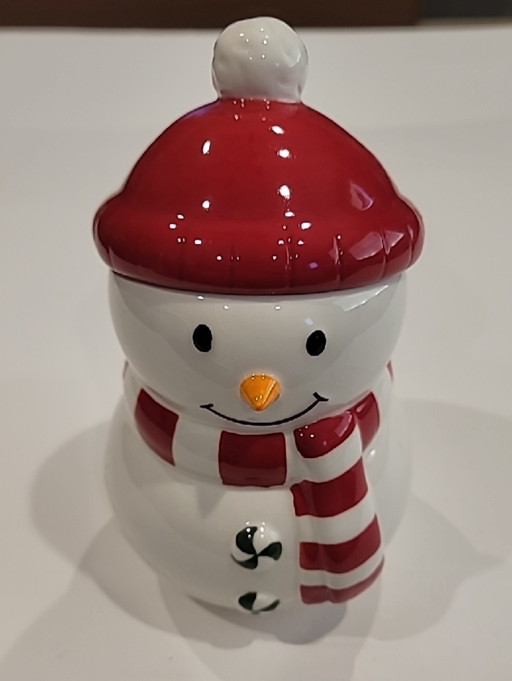 Hallmark Snowman Covered Candy Dish Red Green 7.5 In.